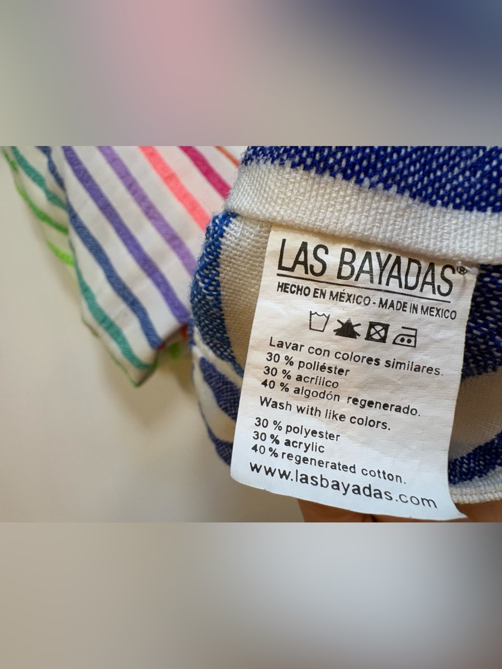 Las Bayadas Rainbow Stripe Towel Blanket + Tote Bag Set | Made in Mexico - Picture 4 of 7